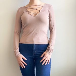 Criss Cross Long sleeve Crop Top